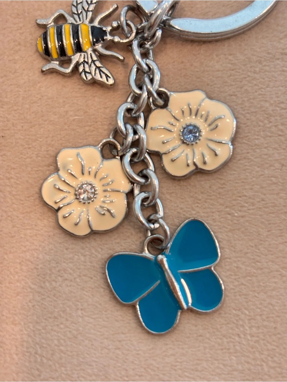 COACH Vintage RARE Bee, Flower & Blue Butterfly Charm Keychain Bag Charm - Picture 2 of 7